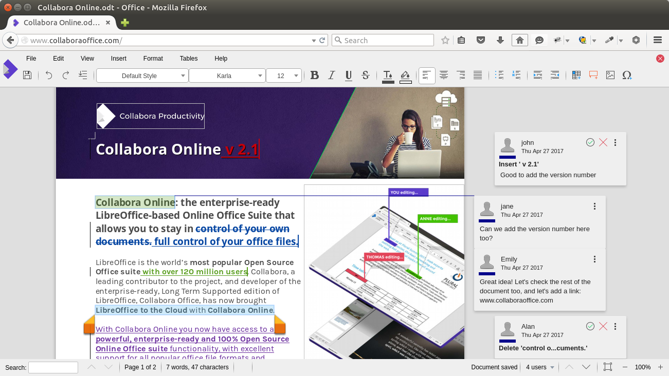 Collabora Writer screenshot