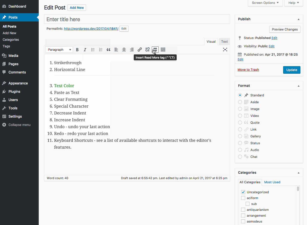 WordPress screenshot